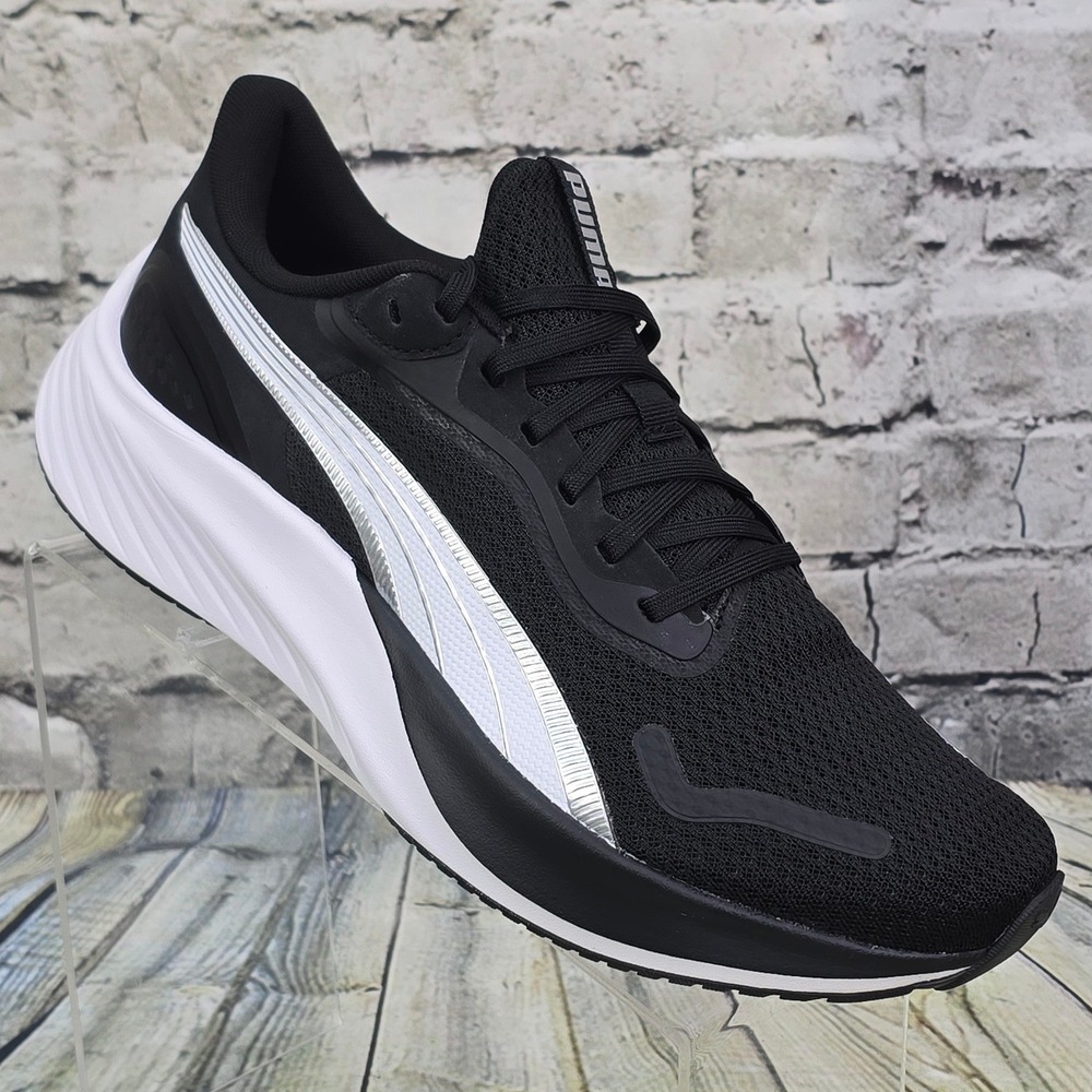 Puma Pounce Lite Running Shoes Mens 9.5 Black White Silver 310778-01 Athletic